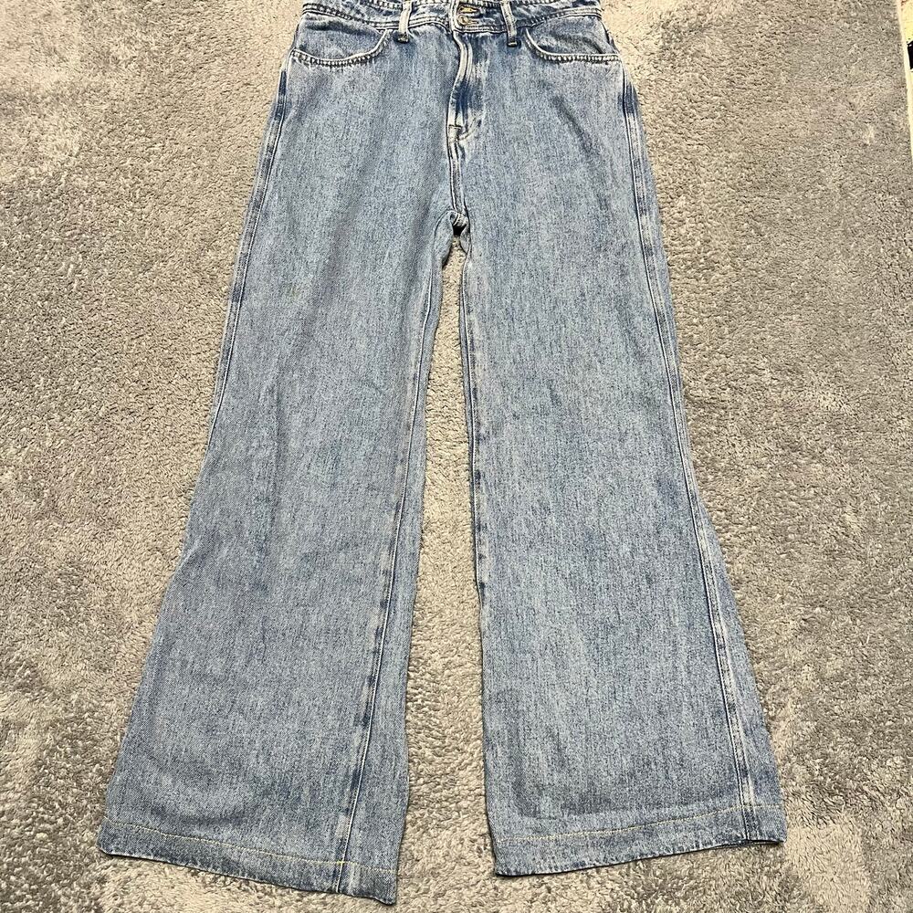 7 for All Mankind Jeans Womens 29 Modern Dojo Trousers Baggy Flare Leg Blue **